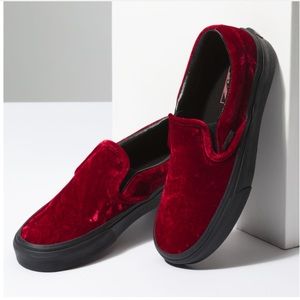 Red velvet slip on VANS